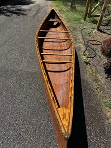 Wooden Canoe 2 person - Cedar/Fiberglass Wood Open Canoe