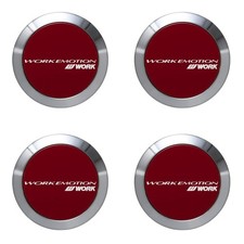 Cerchi Work Emotion tappi centrali piatti rossi 4 pezzi ZR10 T7R D9R Kiwami T...