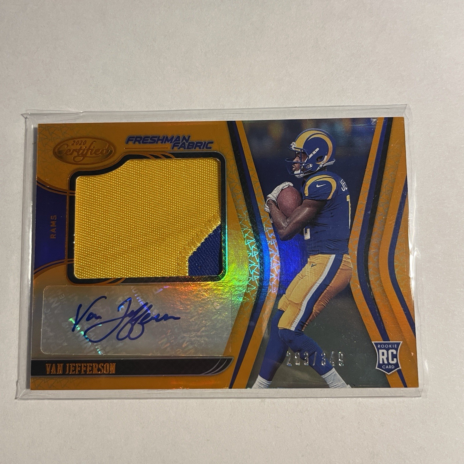 2020 Certified Mirror Orange /349 Van Jefferson #227 Rookie Auto RC