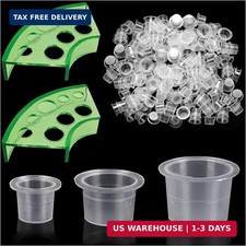 Tattoo Ink Caps Kit and 2 Cups Holders Set - 100 Small 100 Medium 100 Large