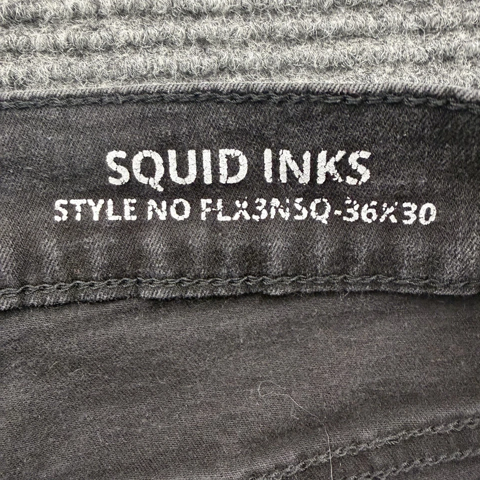 Pantalones de mezclilla Mugsy para hombre 34*x30 negros con tintas de calamar elásticos calce ajustado informales Foto 4 de 4