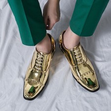 Men's Glossy Faux Leather Pointed Toe Shoes Dress Casual Party Nightclub Oxfords