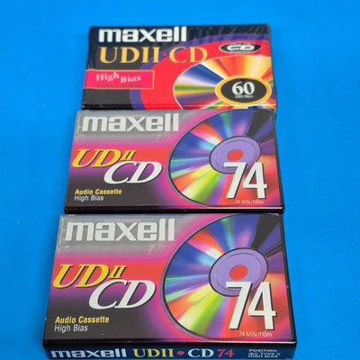 Lot of 3 Maxell High Bias Blank Audio Cassettes New Sealed