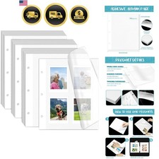 60 Sheets/120 Pages Photo Album Pages for 3 Ring Binder, Self Adhesive Scrapb...