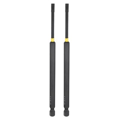 2pcs SL4 Slotted Impact Screwdriver Bits 1/4'' Hex Shank 6'' Long Magnetic Bit
