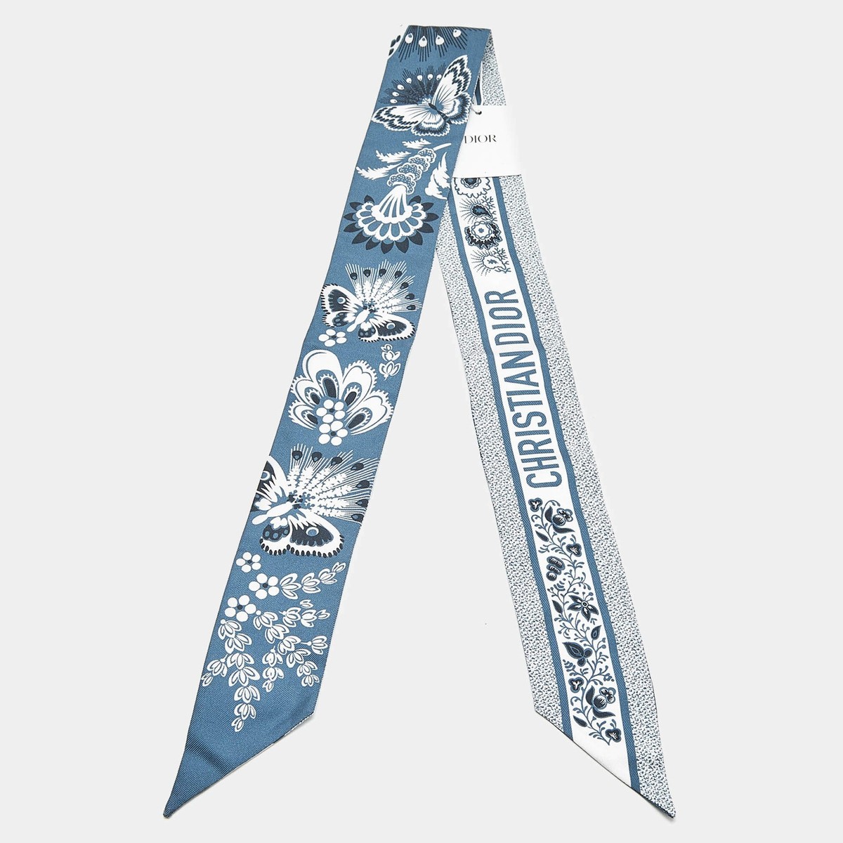 Dior Blue Butterfly Print Silk Mitzah Scarf | eBay