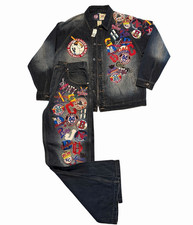 Negro League Baseball Museum NLBM NLBPA MLB Embroidered Denim Jacket Pants Set
