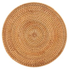 2X Handwoven Rattan Placemats,Round Wicker Table Mats, Natural Woven3765