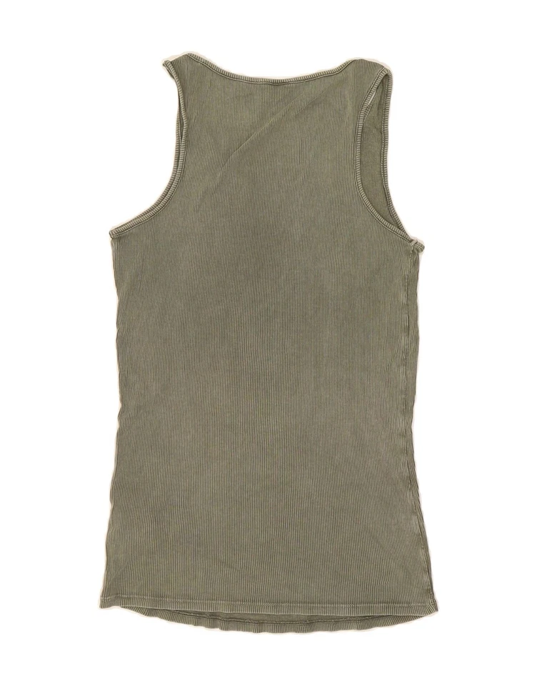 GUESS Womens Graphic Vest Top UK 18 XL Green Pinstripe Cotton AY02 - Image 2 of 4