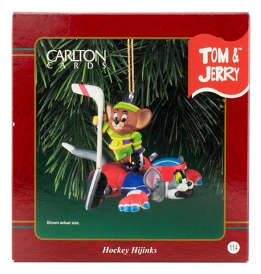 Tom and Jerry Hockey Hijinks NEW Carlton Cards Ornament Stick Puck Gear