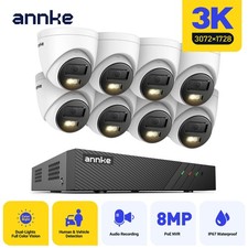 ANNKE 8CH 4K NVR 5MP Audio Recording POE AI Color Security Camera System Outdoor