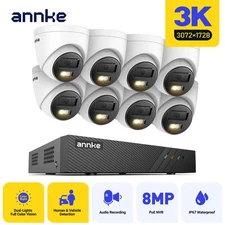 ANNKE 8CH 4K NVR 5MP Audio Recording POE AI Color Security Camera System Outdoor