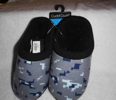 Cuddl Duds Red/Black Plaid Fleece Clog Slippers Youth Boys Size L (3-4) NEW
