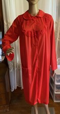 Vintage Nancy King Lingerie Red Lace Floral House Coat Robe Size Small S