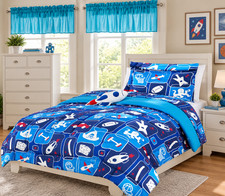 6/8-PC Printed Complete Comforter Bedding Set for Kids with Sheet Set & Plushy