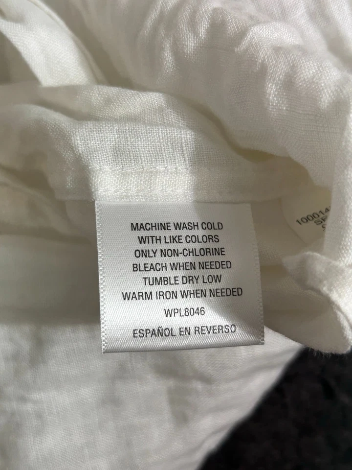 Camisa Tasso Elba 100 % lino para hombre pequeña 14-14 1/2 blanca manga larga abotonada Foto 4 de 4