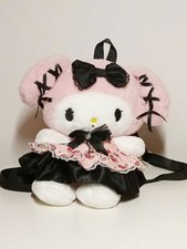 Sanrio Kuromi Pink Black Plush Backpack with Compartment and Adjustable Straps