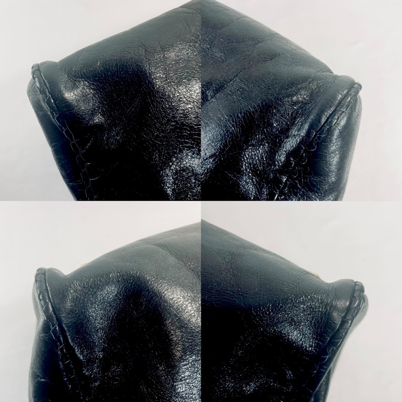 PRADA Black Leather Handbag Ribbon Shoulder Bag Authentic thumbnail 9