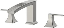 Brushed Nickel 3-Hole Waterfall Bathtub Faucet Set with Pre-Installed Hose