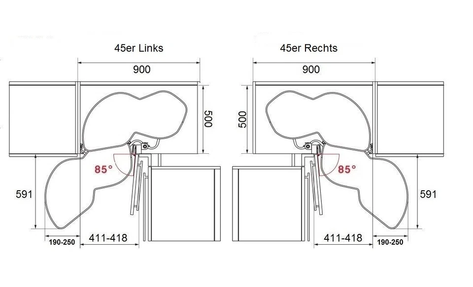 Kesseböhmer LeMans II 45 Rechts anthrazit Eckschrank Schwenkauszug mit Dämpfer - Bild 4 von 4