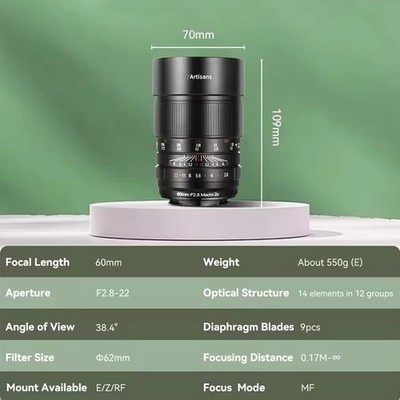 7artisans 60mm F2.8 2x Macro MF Full Frame Prime Lens for Sony E-mount Cameras