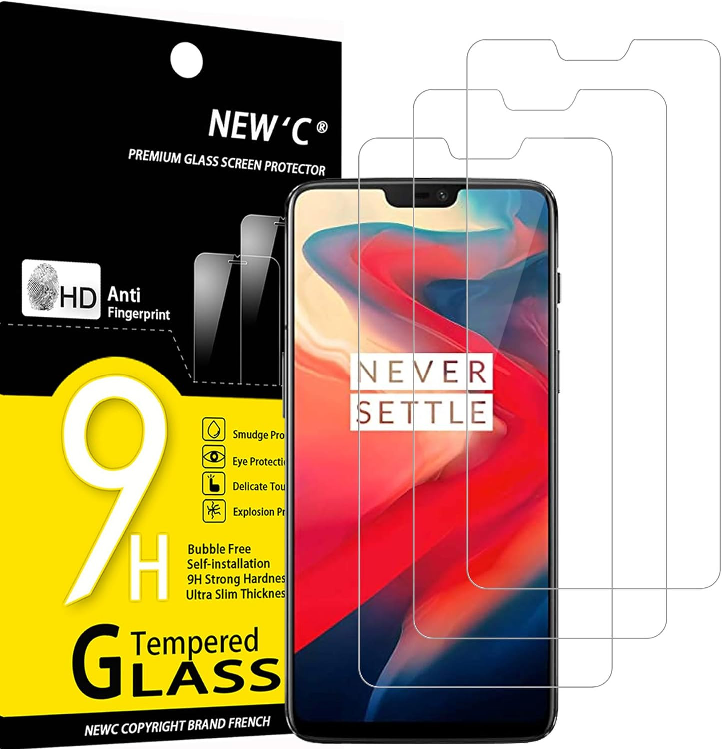 9-ЧАСОВЫЕ защитные очки для OnePlus 6 Ultra Klar, с олеофобным покрытием и защитой от царапин (в упаковке 3 штуки)