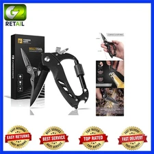 Compact Black Stainless Steel Multitool Carabiner - Ultimate Portability & Style