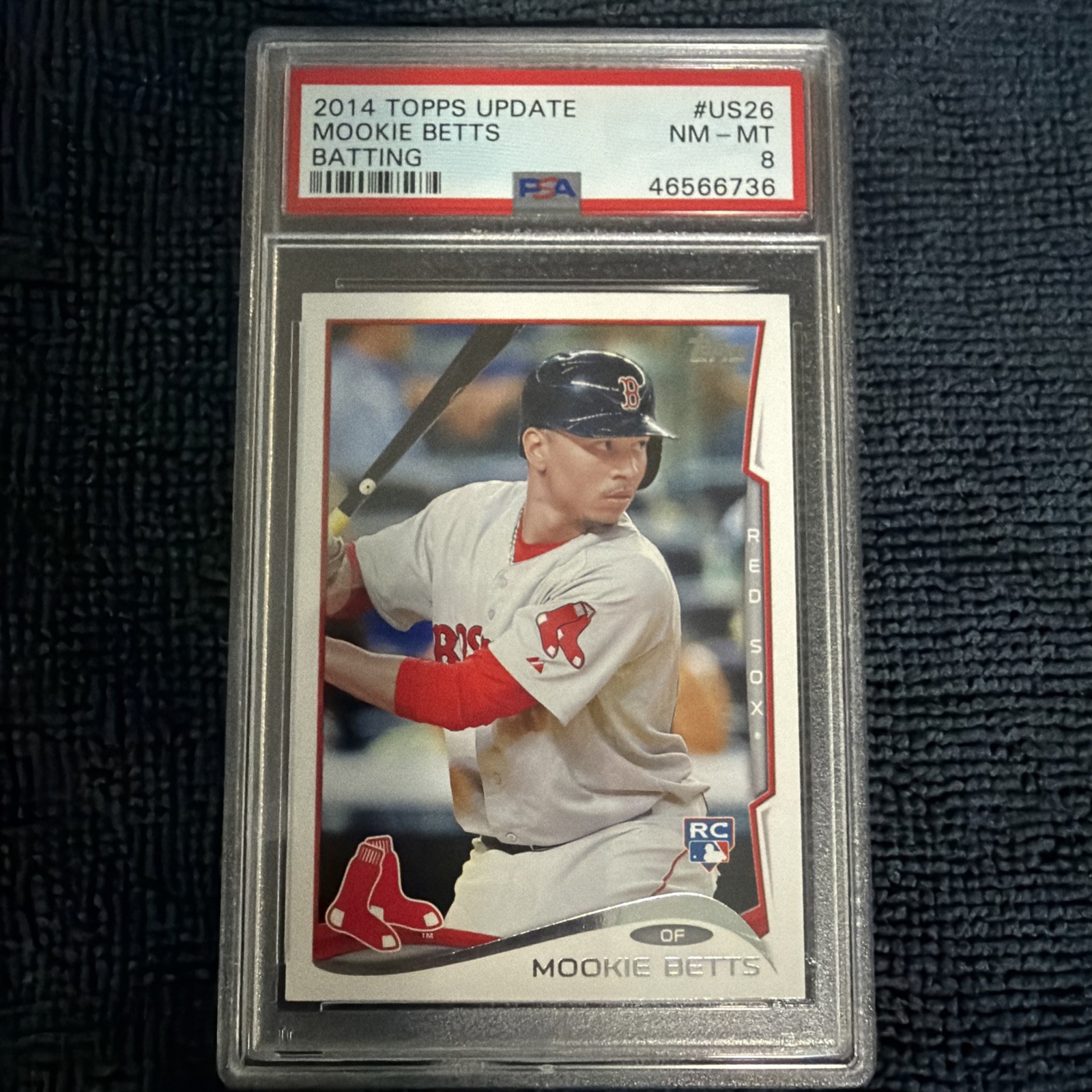 2014 Topps Update #US26 Mookie Betts Batting RC Rookie PSA 8 NM-MT view 1
