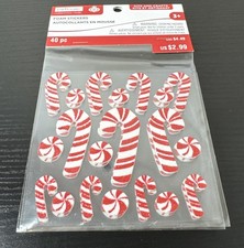 Creatology Christmas Candy Canes Foam Stickers 40pcs Red White New