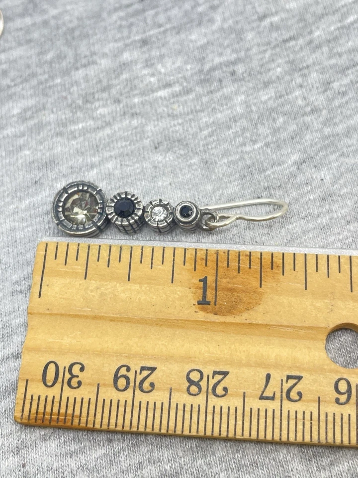 Pendientes de gancho colgantes con cristales de Swarovski plateados firmados por Patricia Locke EE. UU. Foto 3 de 4