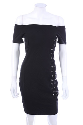 AMISU Kleid Damenkleid Party Nieten L schwarz