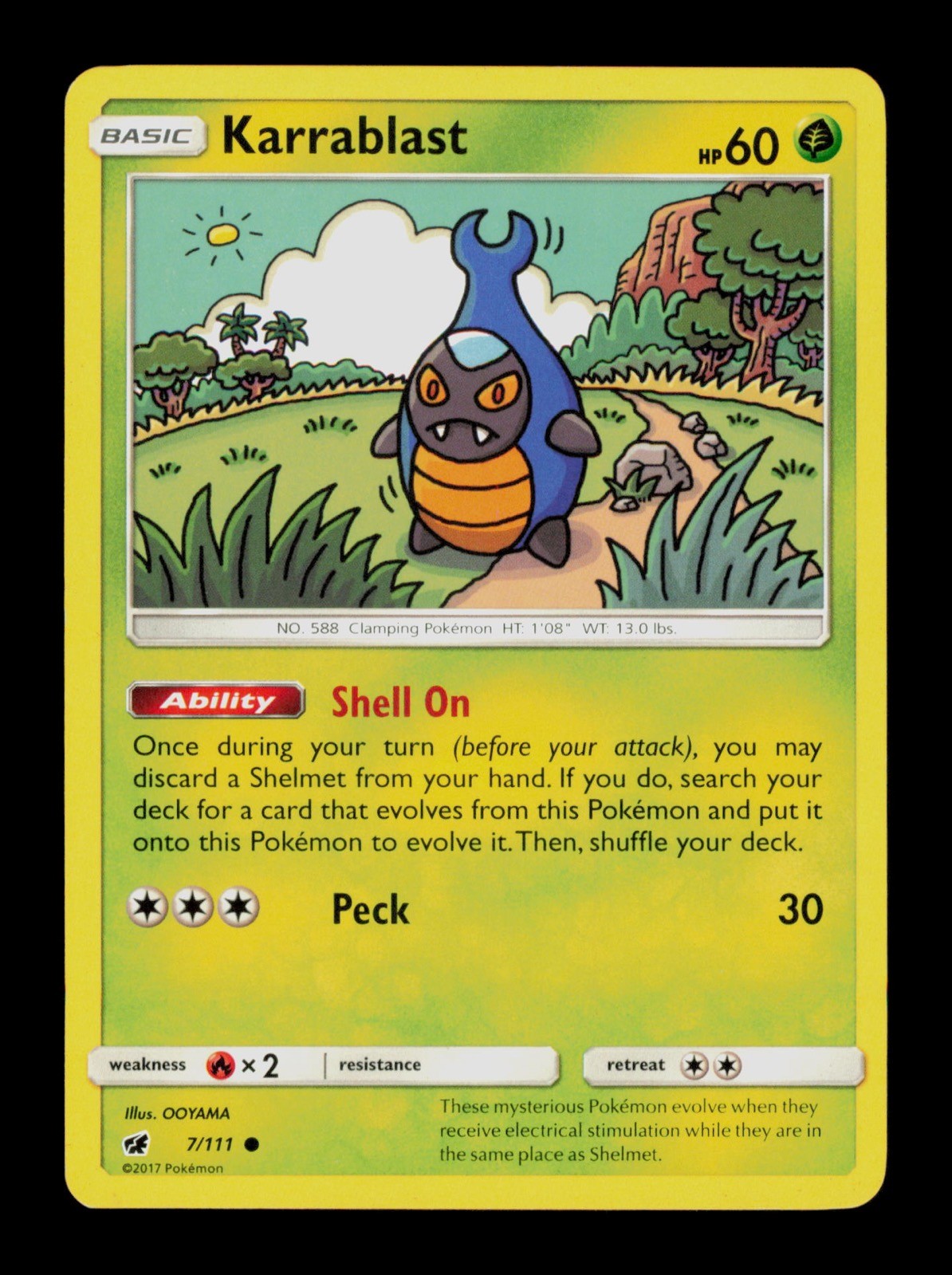 Karrablast 7/111 Pokemon Crimson Invasion Played Trading Card TC