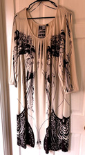 Women's Clements Ribeiro SWAN Midi Dress Size 22/2XL Graphic Print Boho