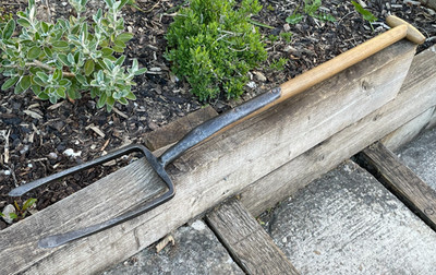Vintage Garten T Griff 2 Zinken Ton Gabel Mistgabel Anzucht Bauernhof Werkzeug