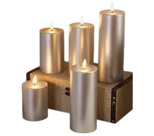 Home Reflections 5-pc Flameless Pillar Candles with Gift Box Silver