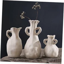  White Ceramic Vase Set of 3, Modern White Vases for Centerpieces, Flower 
