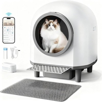 88L Large Smart Automatic Self Cleaing Cat Litter Box with App Control Mat Liner