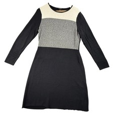 Talbots Sweater Dress Womens Large Black Colorblock Knit Work Office Cashmere
