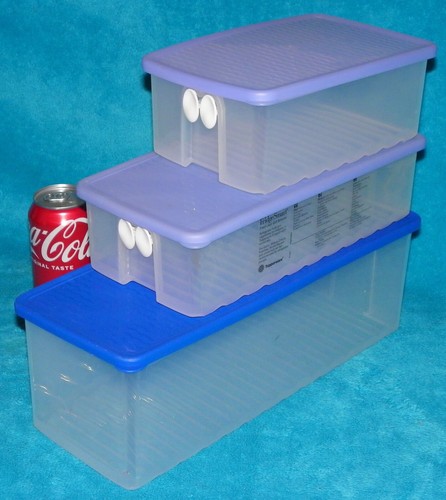 USA!! TUPPERWARE FridgeSmart Vented BIG 15" Container 3995 Blue+Lid Cover 19 Cup - Picture 8 of 8