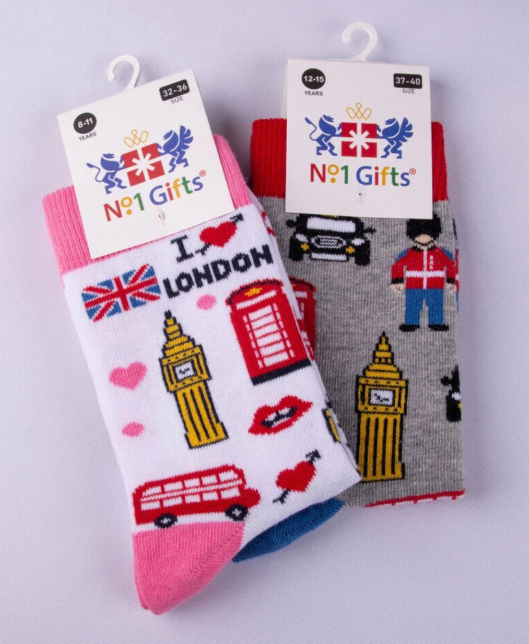 NO.1 GIFTS London Icons Kinder Socken, Unisex nahtlos Neuheit Spaß Geschenk Cotton Rich Socken