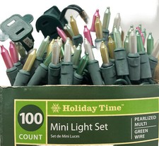 Holiday Time 100-Ct PEARLIZED Multi Christmas Mini Lights Green Wire - Lot of 2