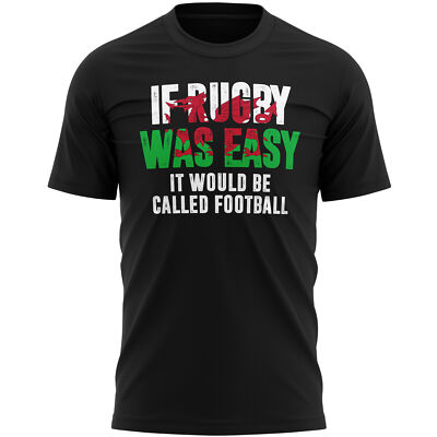 Funny Rugby T Shirt Mens Wales If Was Easy Gift Him Welsh Flag Football
