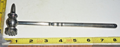 Antique 1900s Silver Plate Barrister's Hammer/Wax Seal Opener GEBR.HEPP90 ~8"L