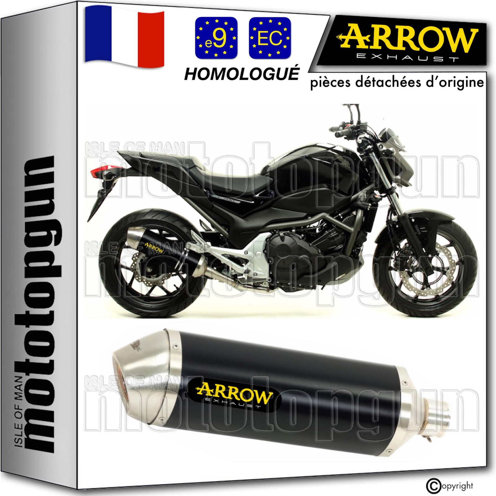 Echappement Arrow noir homologue pour remplacer le silencieux lourd de votre Honda NC 750 S