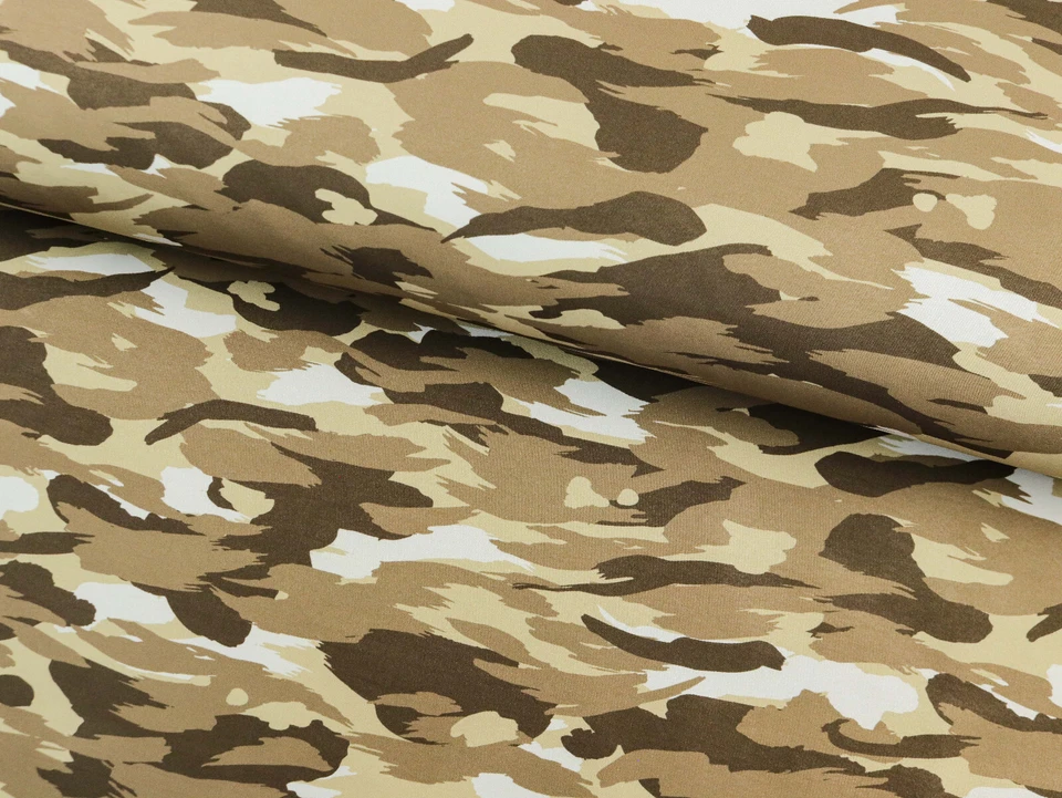 SOFTSHELL Stoff Outdoor winddicht Flecktarn Camouflage BEIGE BRAUN EUR 15,98/m