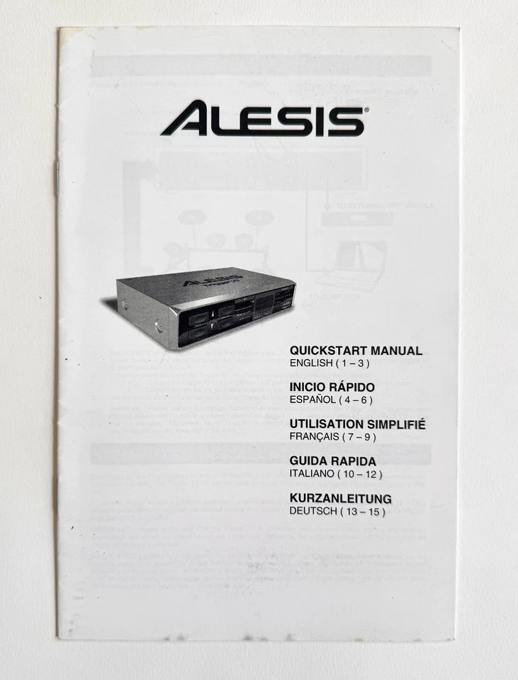 Alesis Trigger iO MIDI USB Interface Owner's Manual Reference Quick Start - Image 4 of 4
