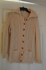1960's Hand Knitted Scottish Wool Cardigan. Never worn.