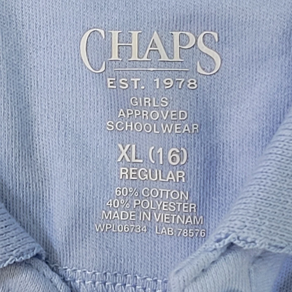 Camisa Polo Chaps Niñas XL 16 Azul Claro Nueva Foto 4 de 4