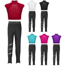 Kids Girls Sportwear Summer Outfits Competition Dancewear Gymnastics Tracksuits