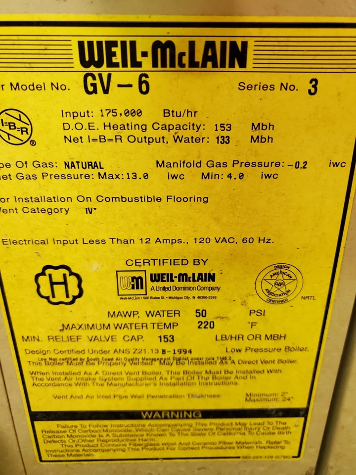 Weil-McLain gv-6 gas boiler tan and good condition PICK UP ONLY - Image 2 of 3